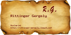 Rittinger Gergely névjegykártya